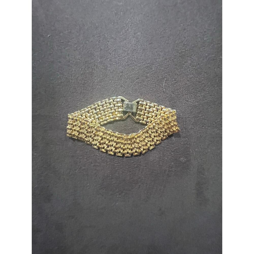 Vintage 80s Gold Plated Chain Metal Bracelet